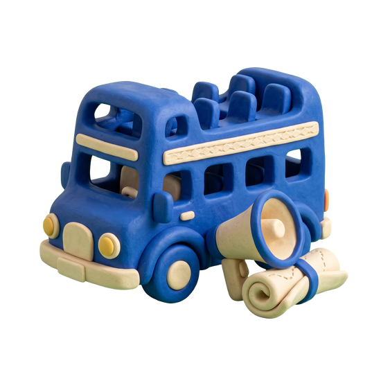 Sightseeing tour agency illustration in blue and ivory clay