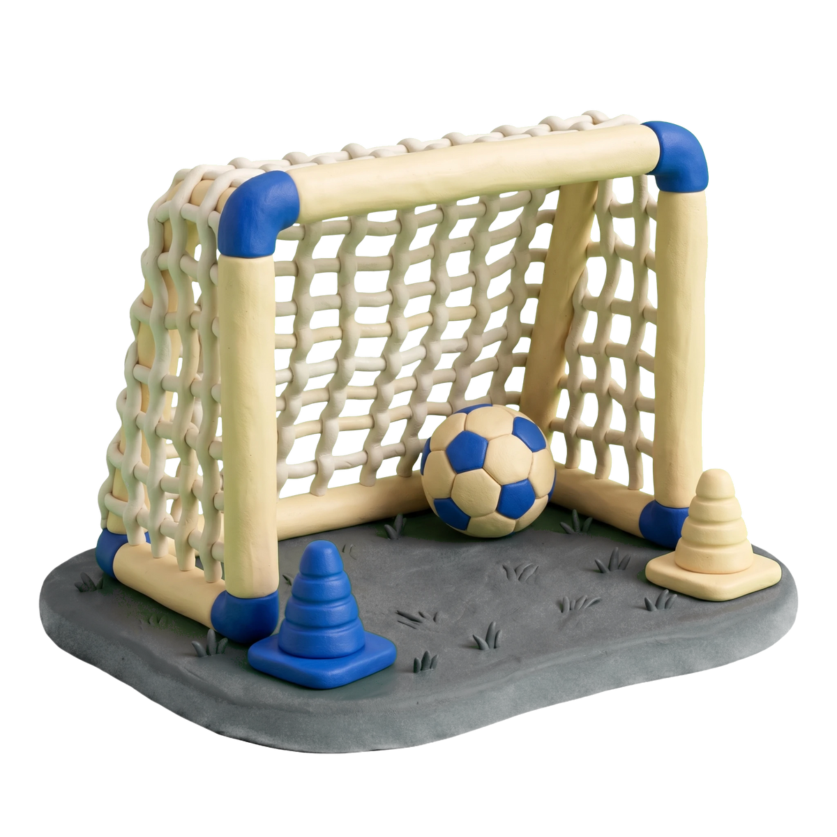 Soccer club illustration in blue and ivory clay