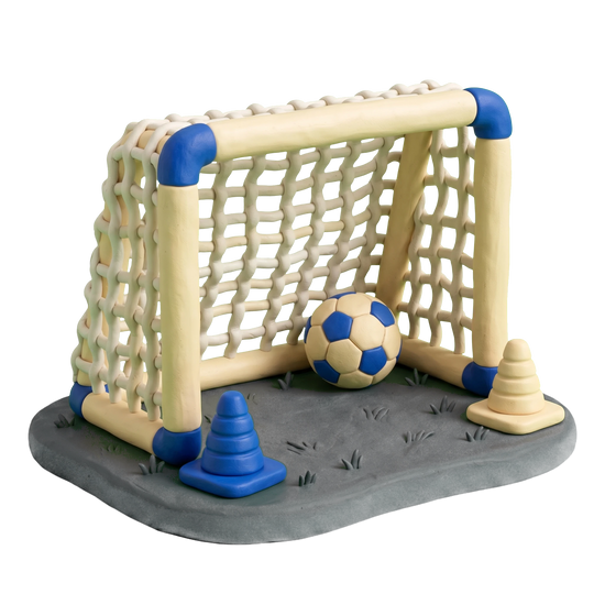 Soccer club illustration in blue and ivory clay