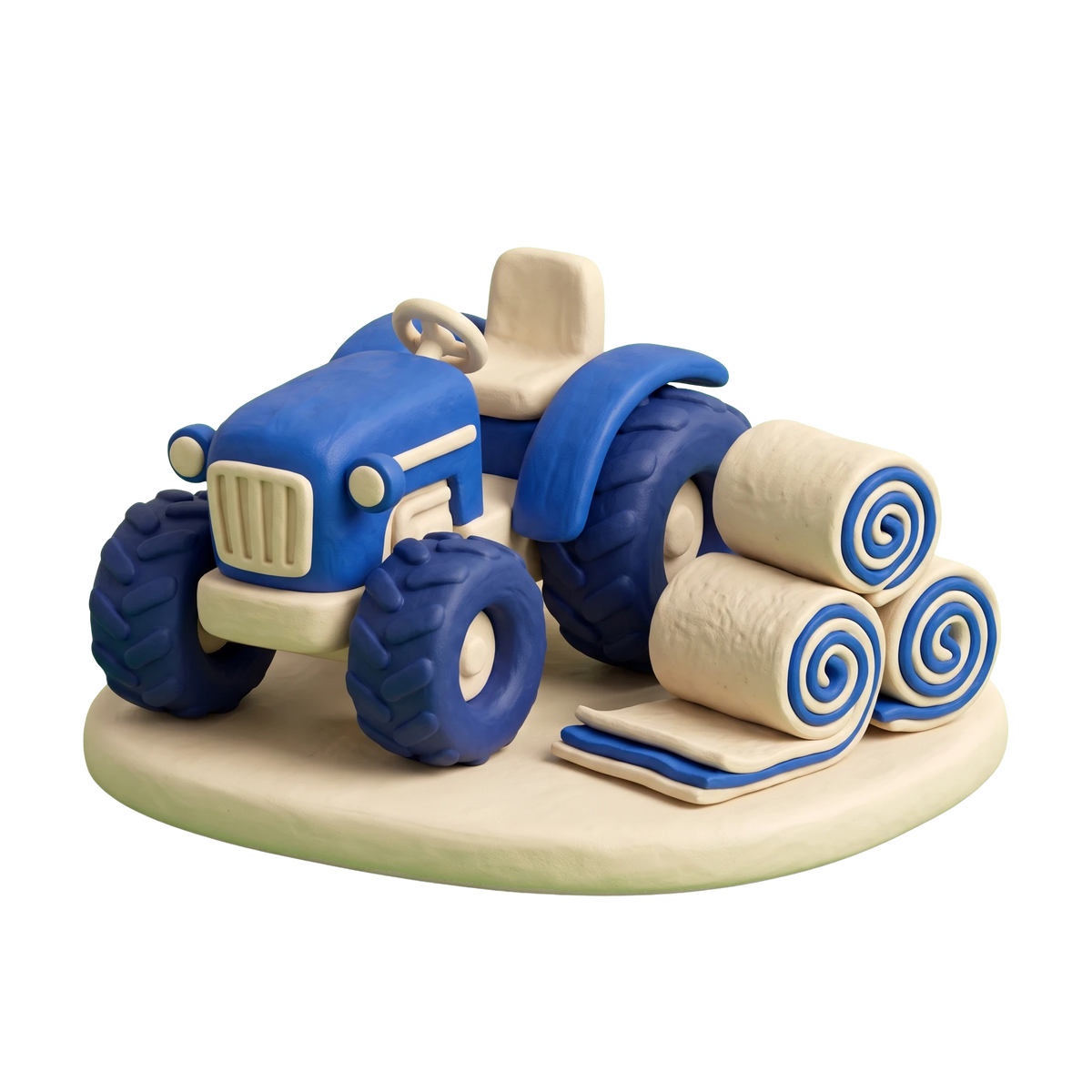 Sod supplier illustration in blue and ivory clay