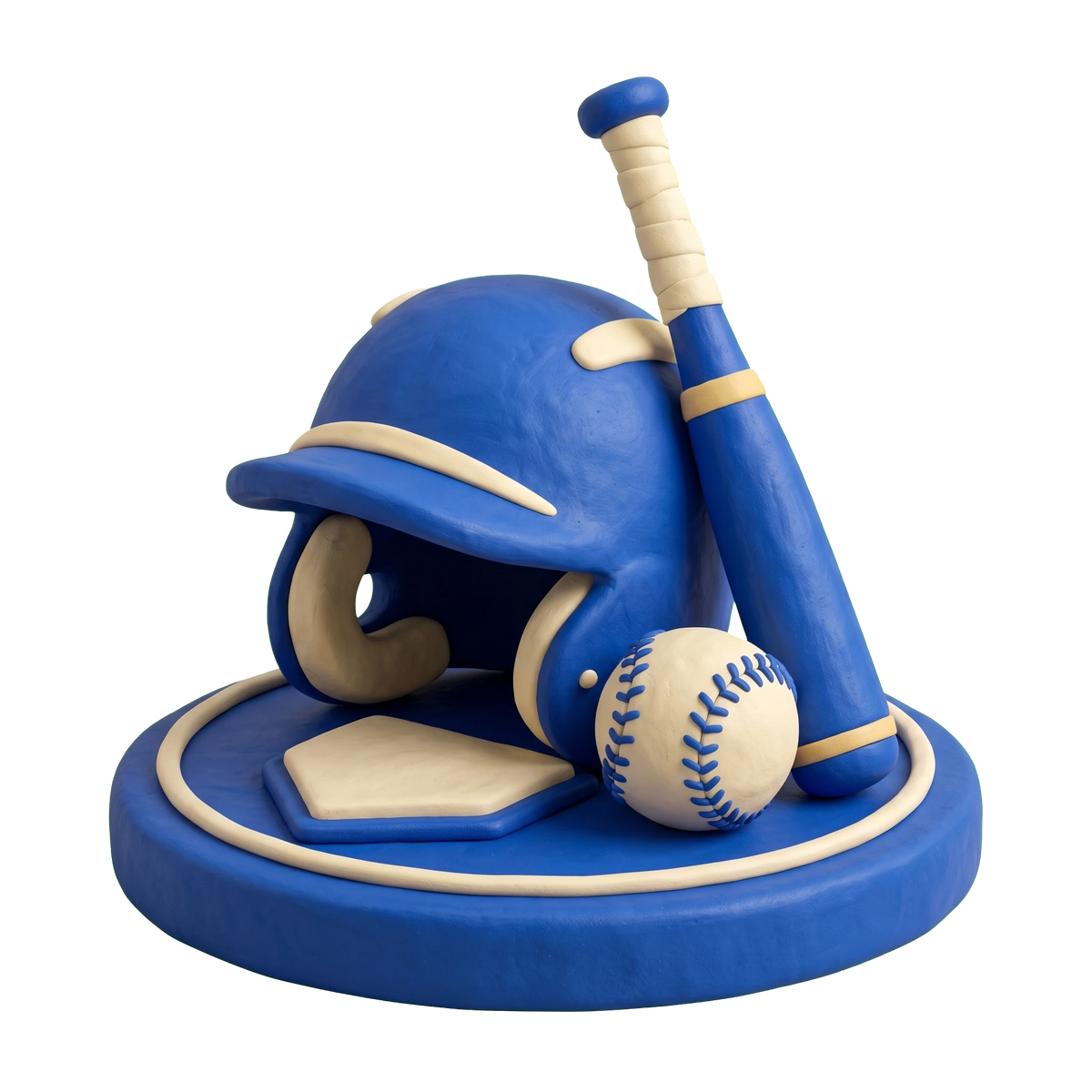 Softball club illustration in blue and ivory clay