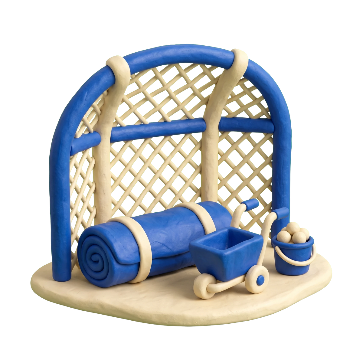 Softball field illustration in blue and ivory clay