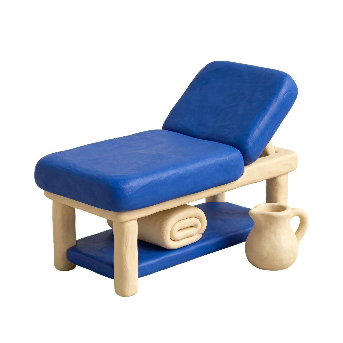Spa and health club illustration in blue and ivory clay