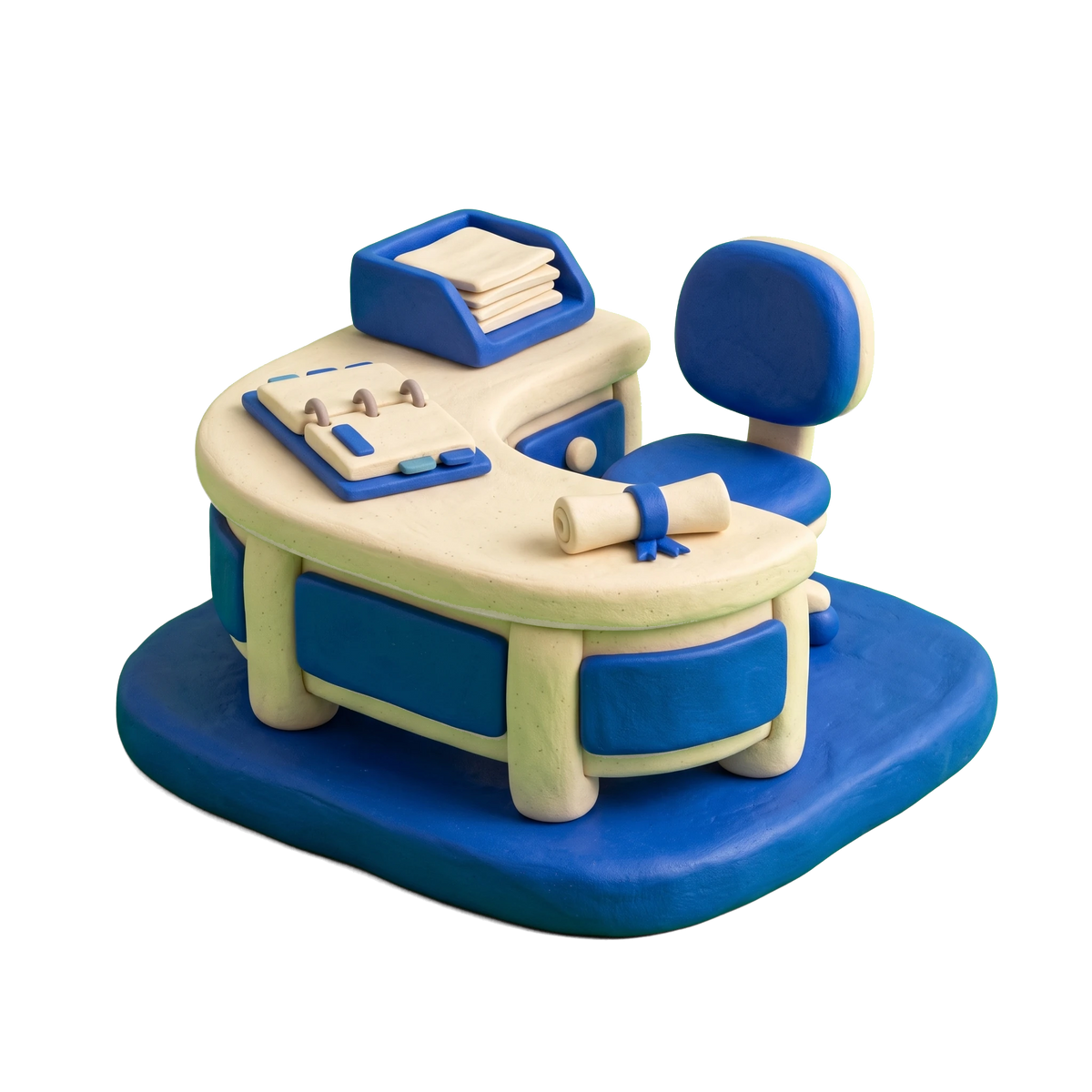 Student career counseling office illustration in blue and ivory clay