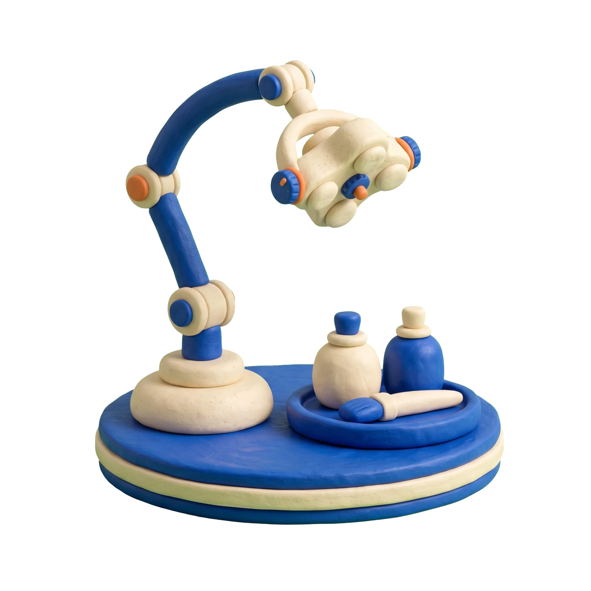 Teeth whitening service illustration in blue and ivory clay