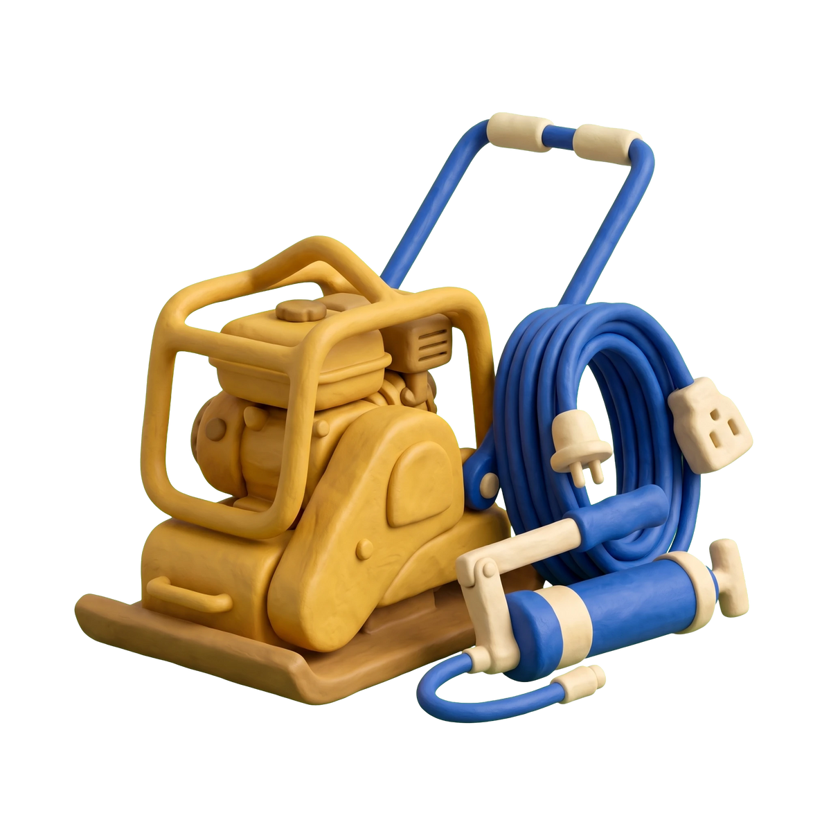 Tool rental service illustration in blue and ivory clay