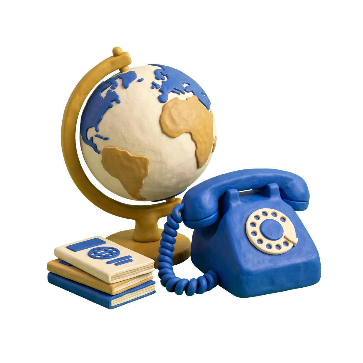 Travel agency illustration in blue and ivory clay