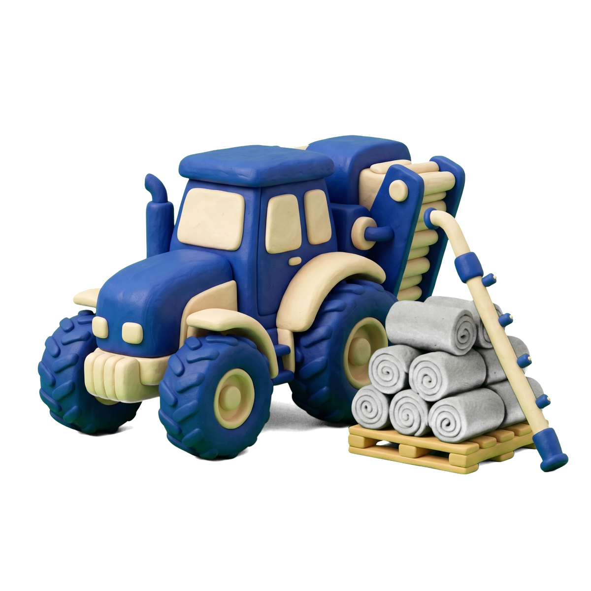 Turf supplier illustration in blue and ivory clay