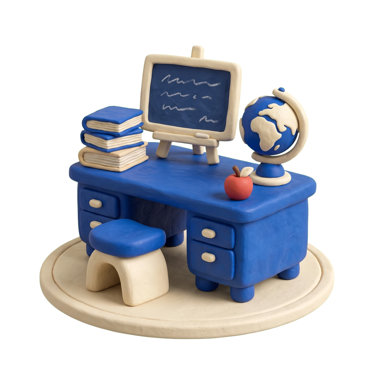 Tutoring service illustration in blue and ivory clay