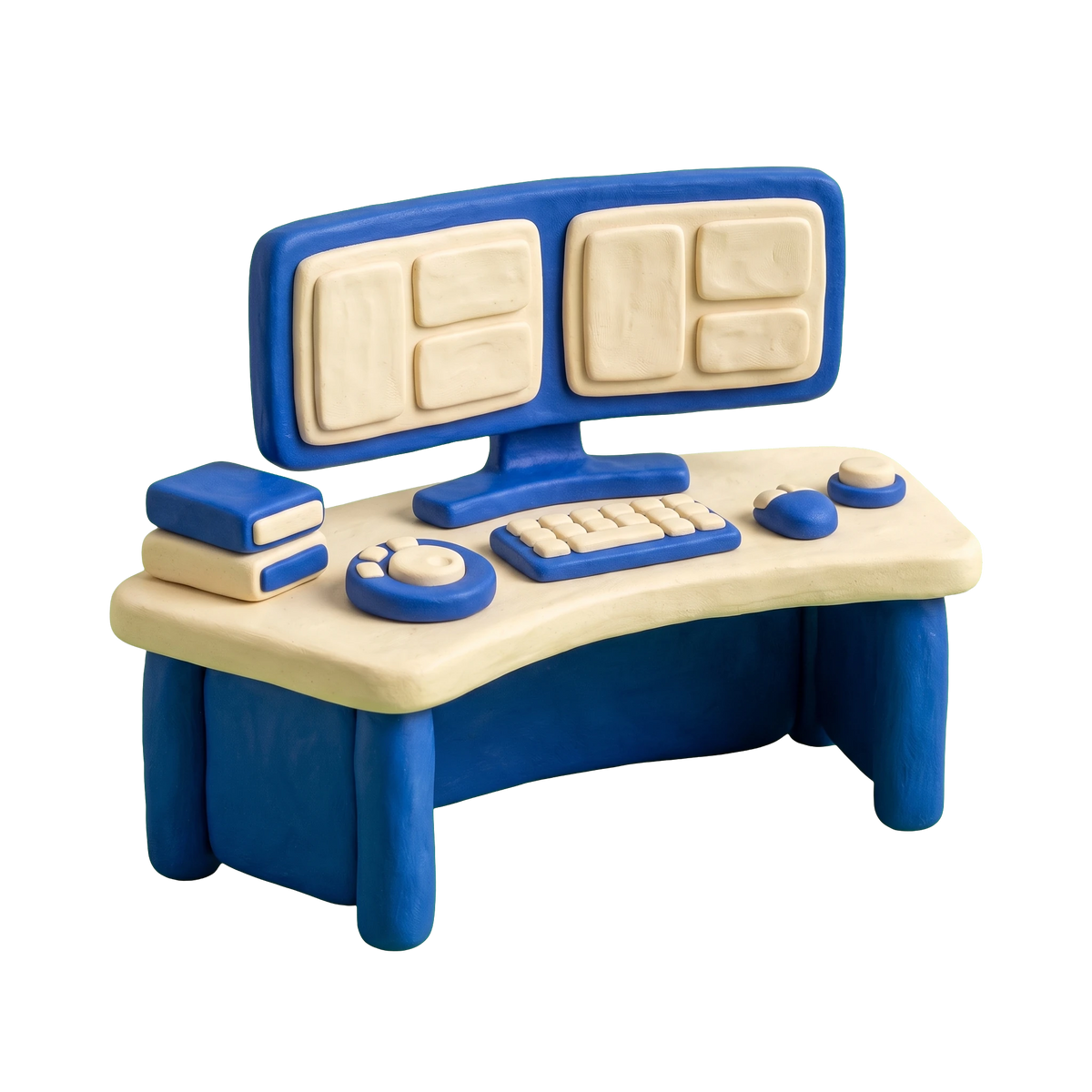 Video editing service illustration in blue and ivory clay