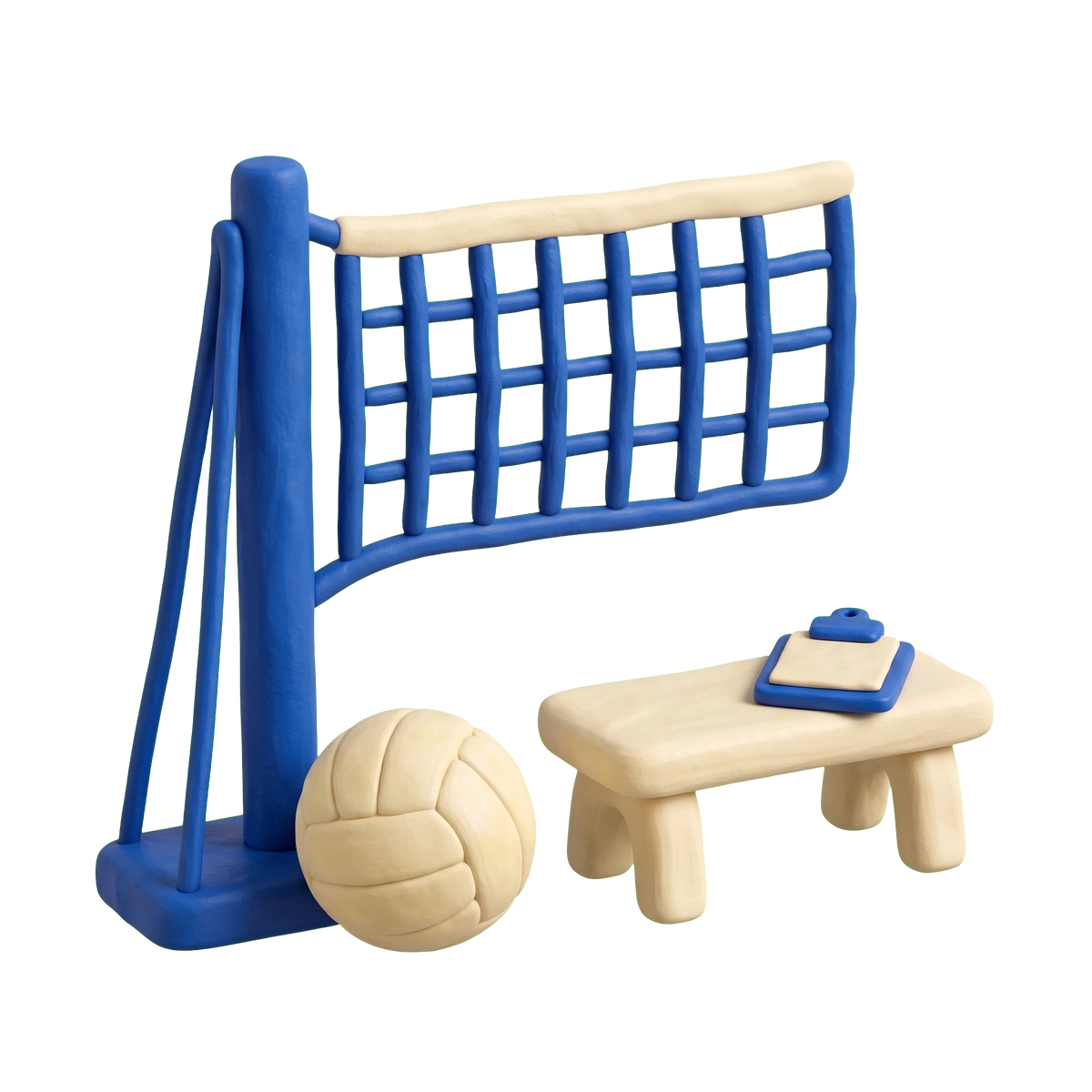 Volleyball club illustration in blue and ivory clay