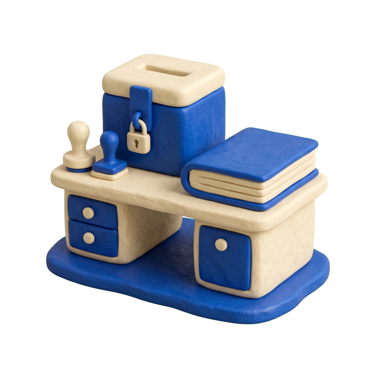 Voter registration office illustration in blue and ivory clay