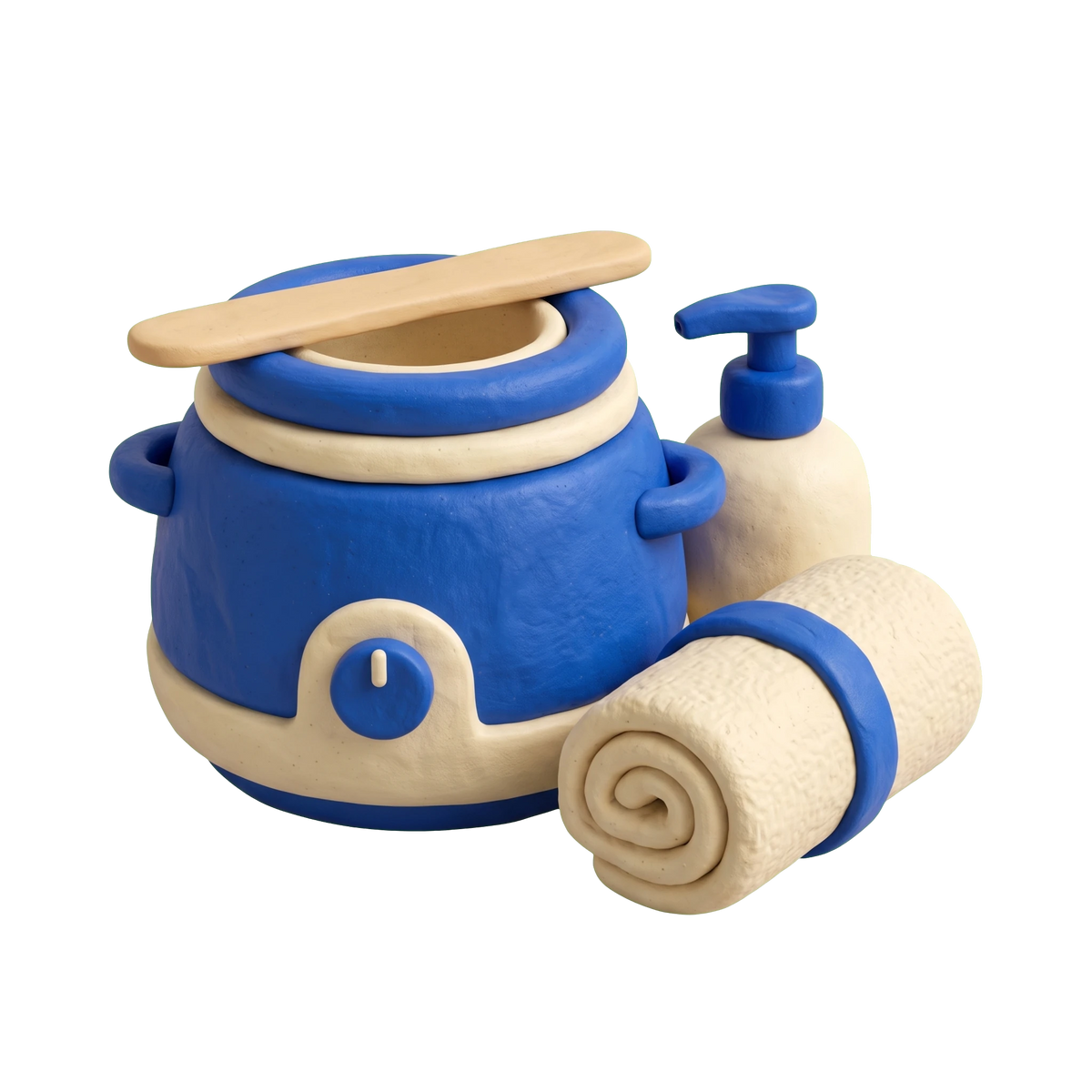 Waxing hair removal service illustration in blue and ivory clay