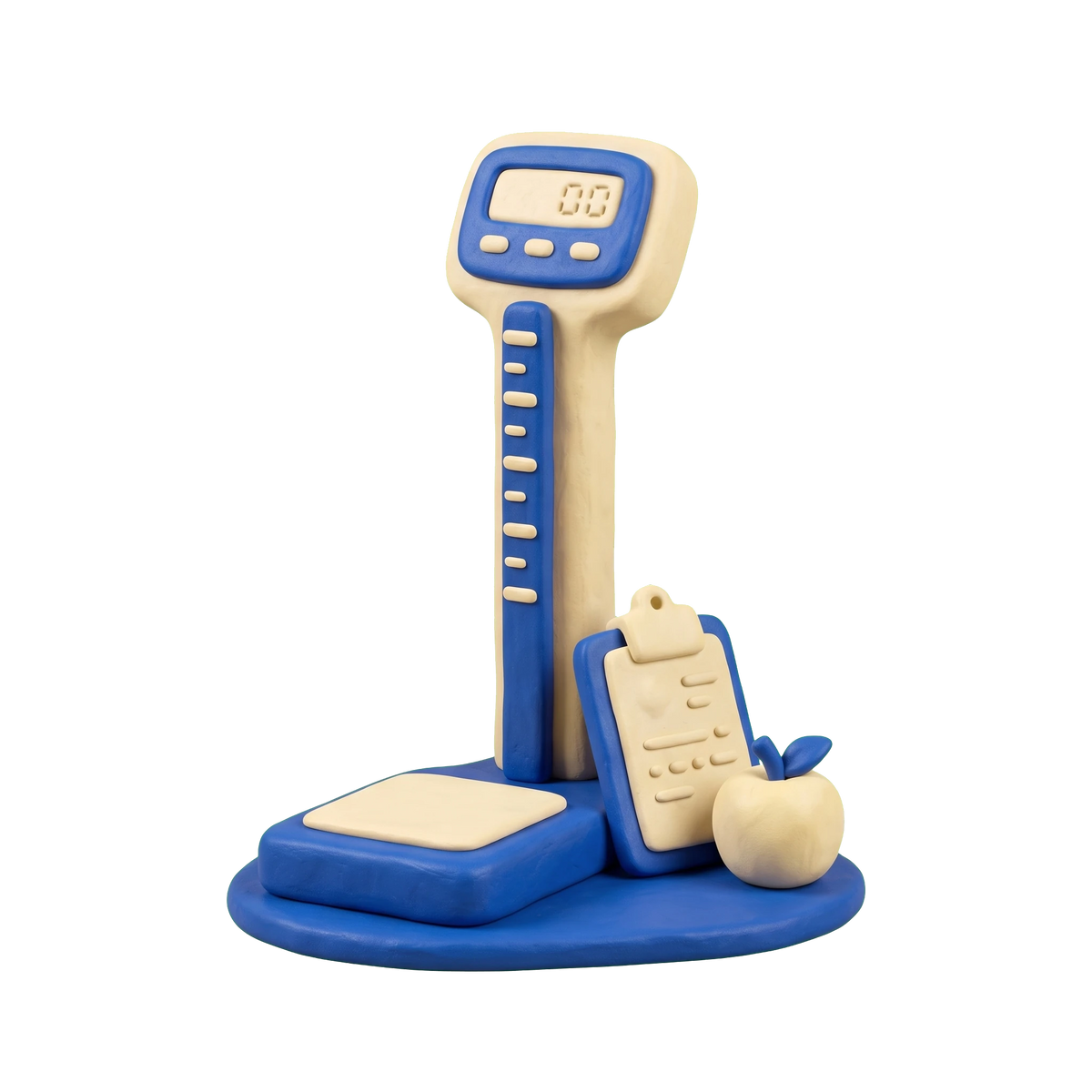 Weight loss service illustration in blue and ivory clay
