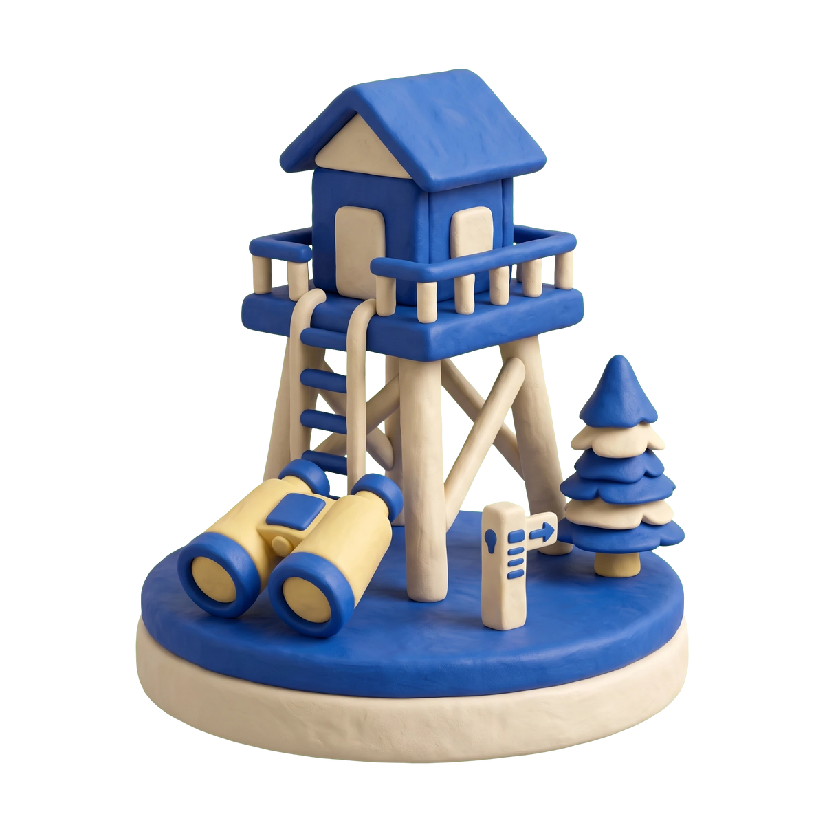 Wildlife refuge illustration in blue and ivory clay
