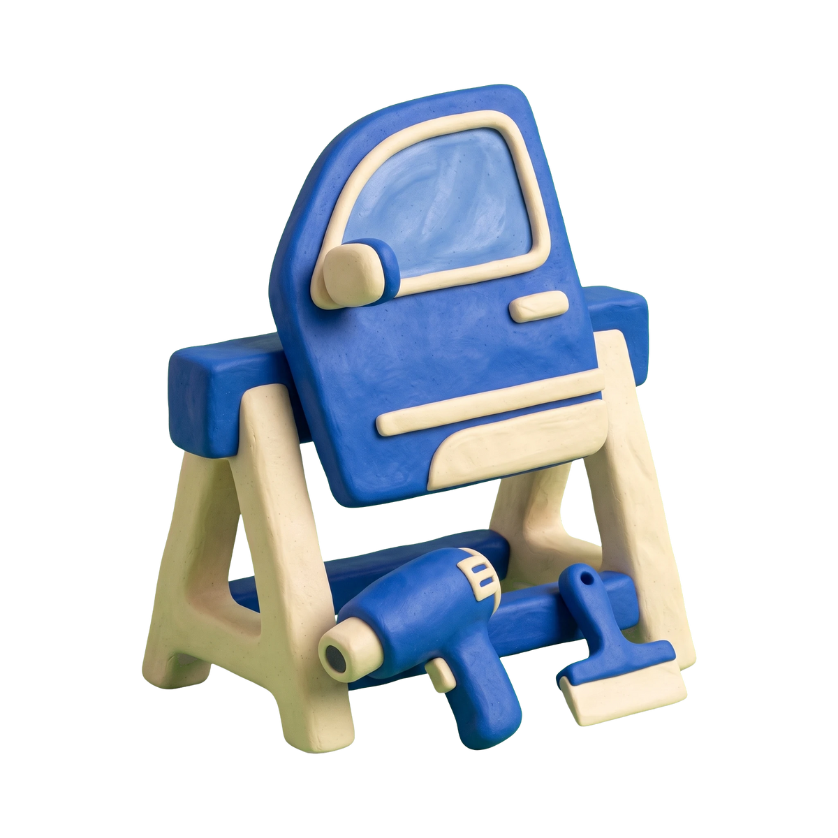 Window tinting service illustration in blue and ivory clay