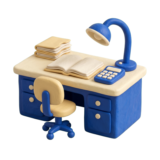 Accountant illustration in blue and ivory clay