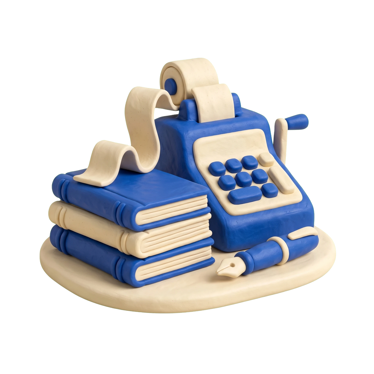 Accounting firm illustration in blue and ivory clay