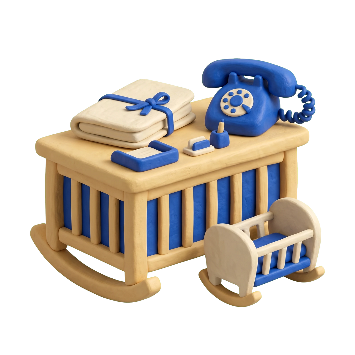 Adoption agency illustration in blue and ivory clay