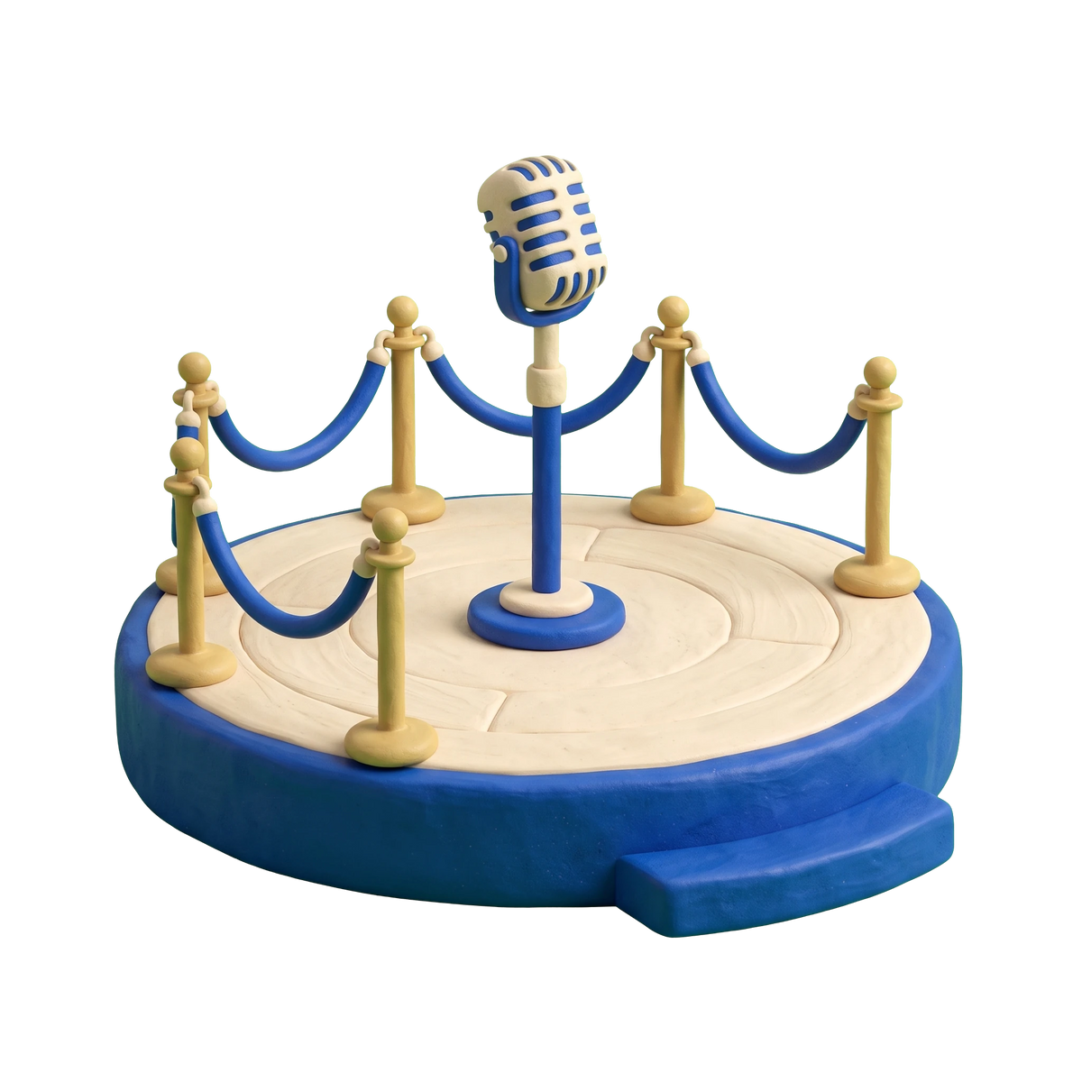 Adult entertainment club illustration in blue and ivory clay