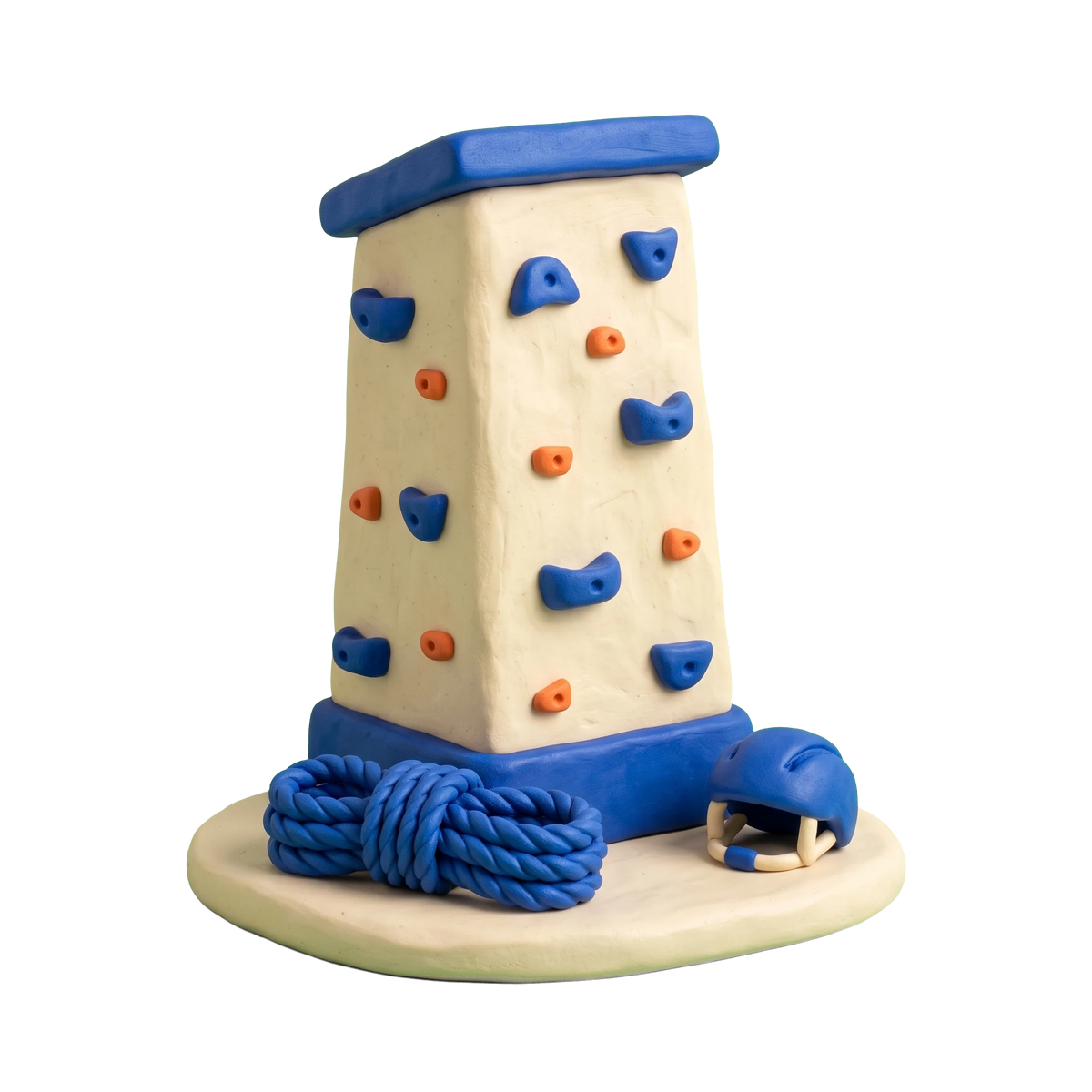 Adventure sports center illustration in blue and ivory clay