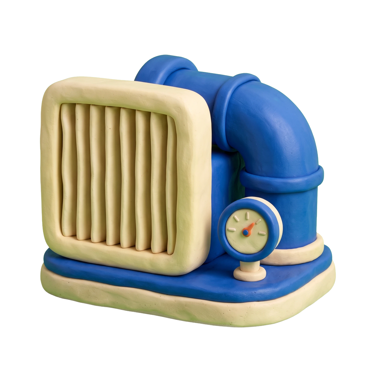 Air filter supplier illustration in blue and ivory clay
