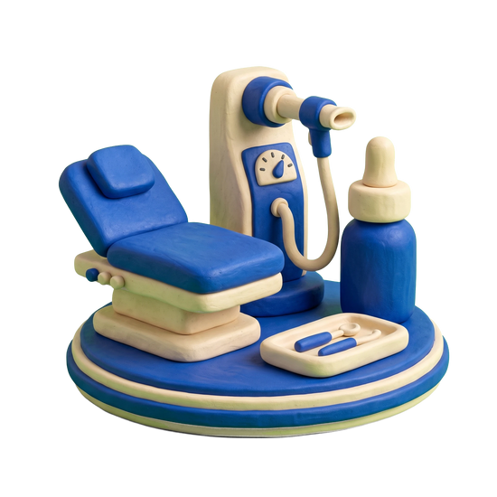 Allergist illustration in blue and ivory clay