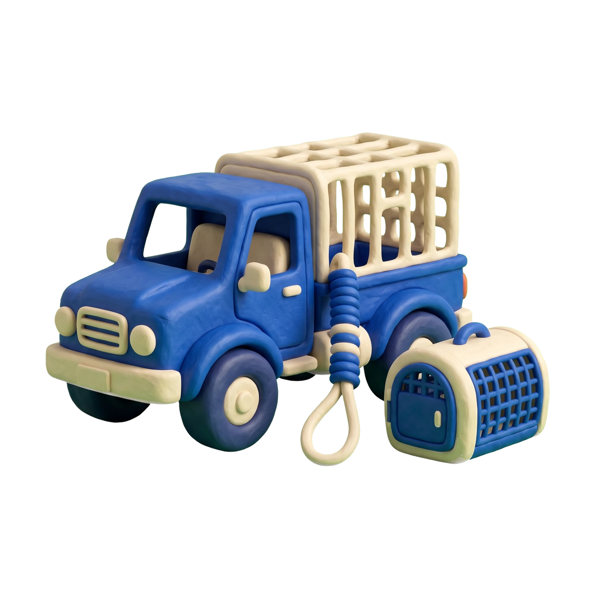 Animal control service illustration in blue and ivory clay