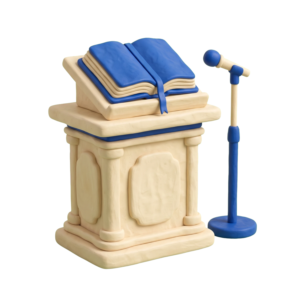 Apostolic church illustration in blue and ivory clay