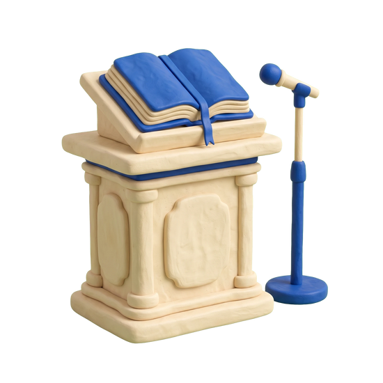 Apostolic church illustration in blue and ivory clay
