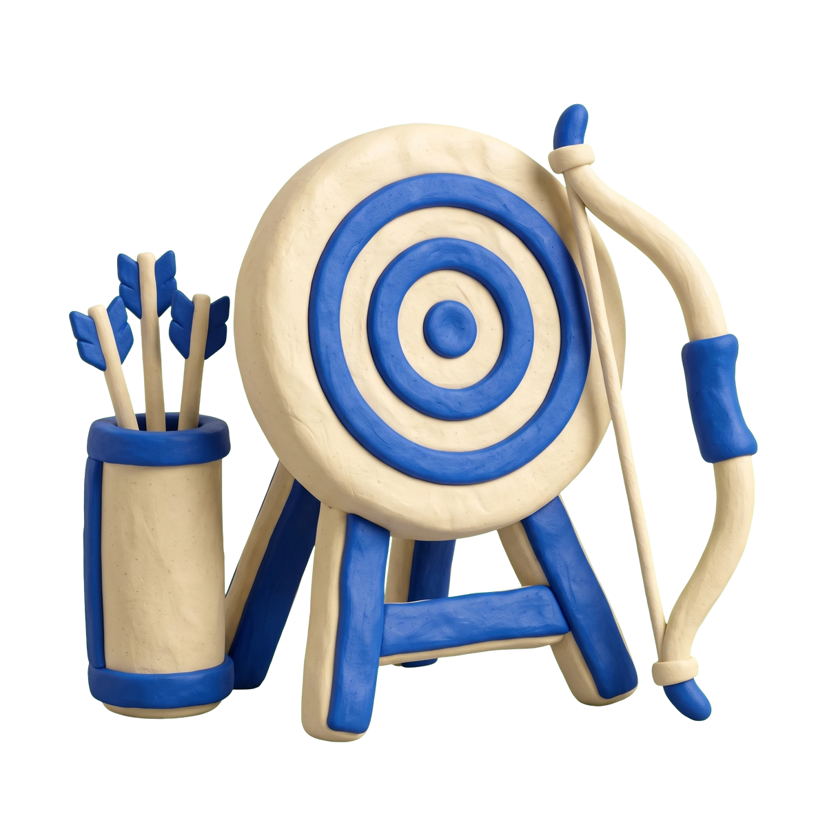 Archery range illustration in blue and ivory clay