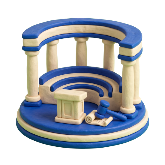 Association / Organization illustration in blue and ivory clay