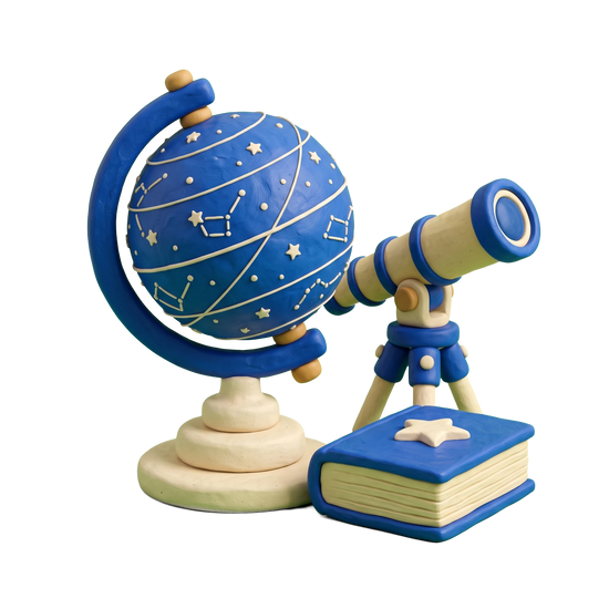 Astrologer illustration in blue and ivory clay