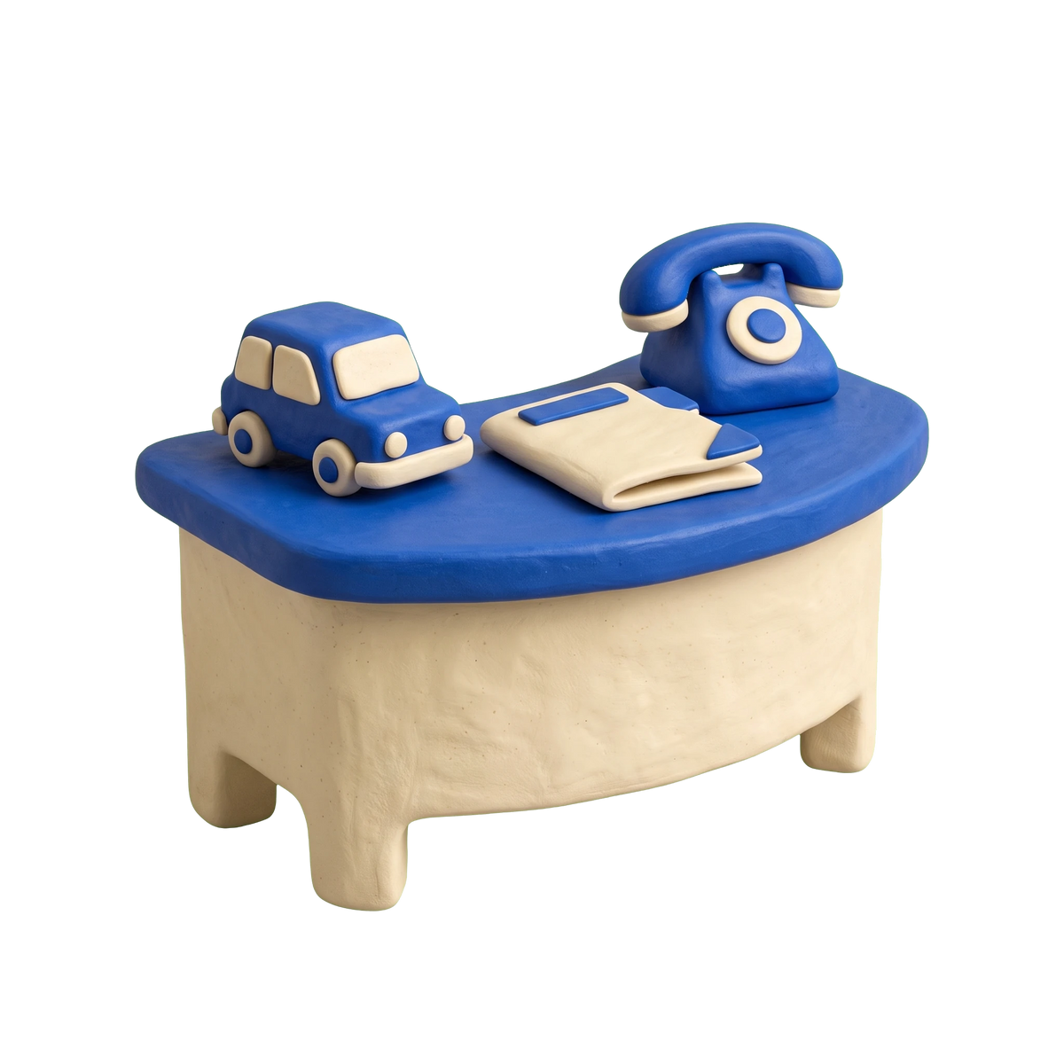 Auto insurance agency illustration in blue and ivory clay