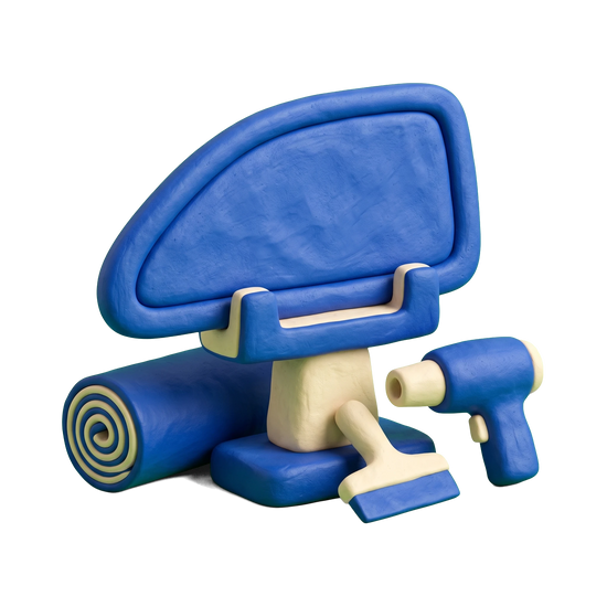 Auto window tinting service illustration in blue and ivory clay