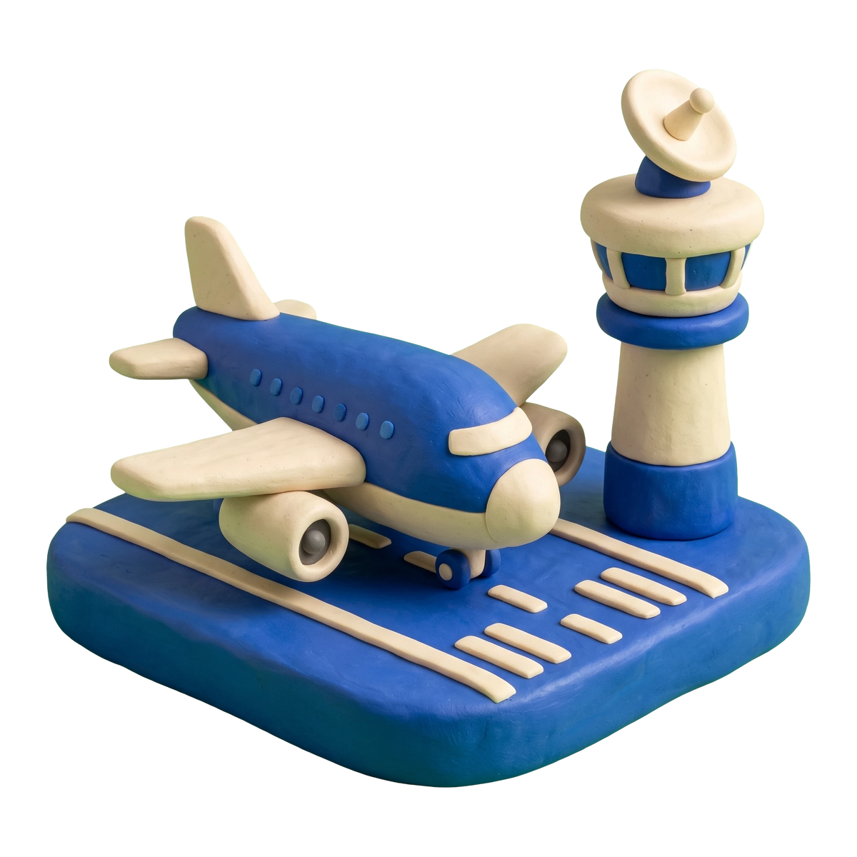 Aviation consultant illustration in blue and ivory clay