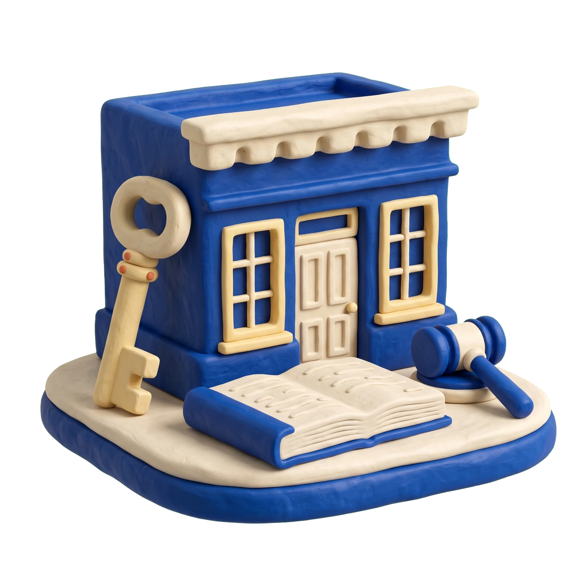 Bail bonds service illustration in blue and ivory clay