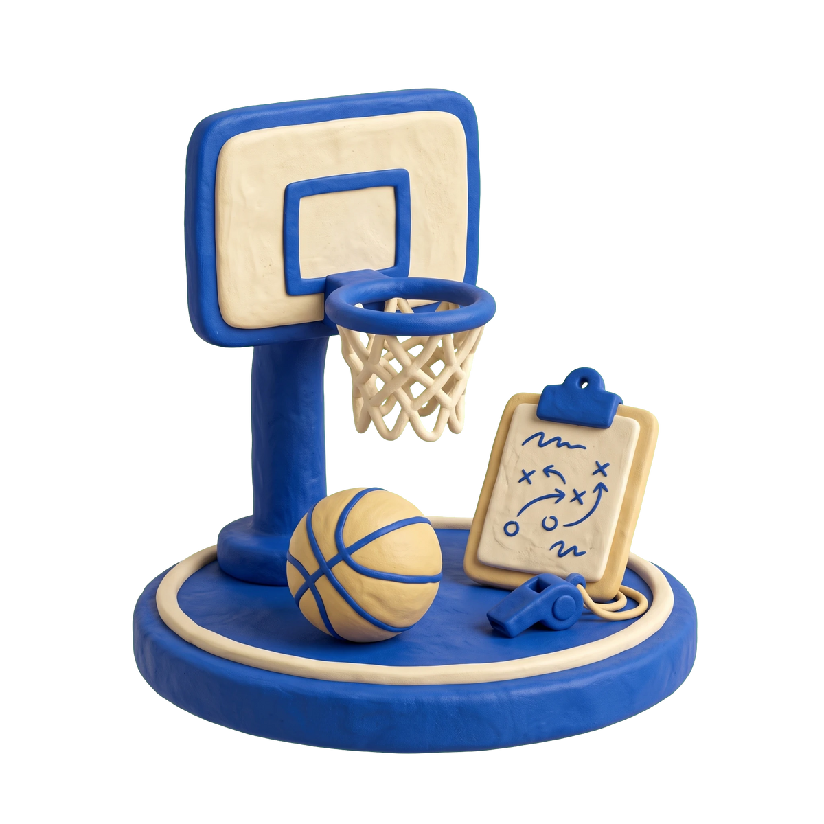 Basketball club illustration in blue and ivory clay