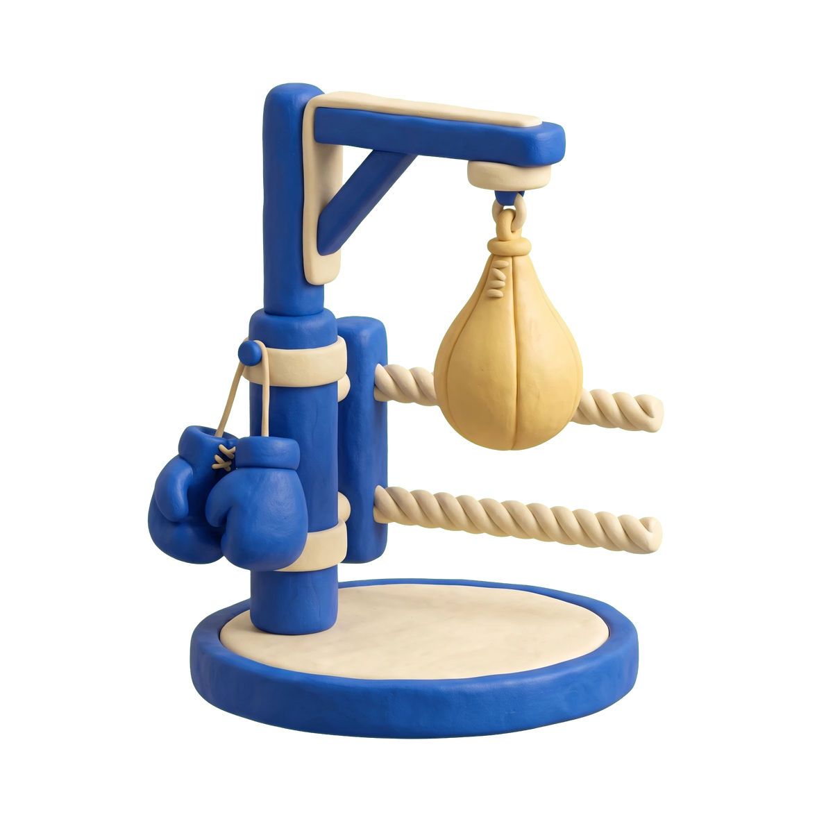 Boxing club illustration in blue and ivory clay