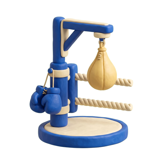 Boxing club illustration in blue and ivory clay
