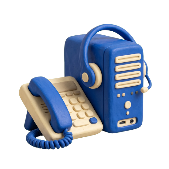 BPO company illustration in blue and ivory clay