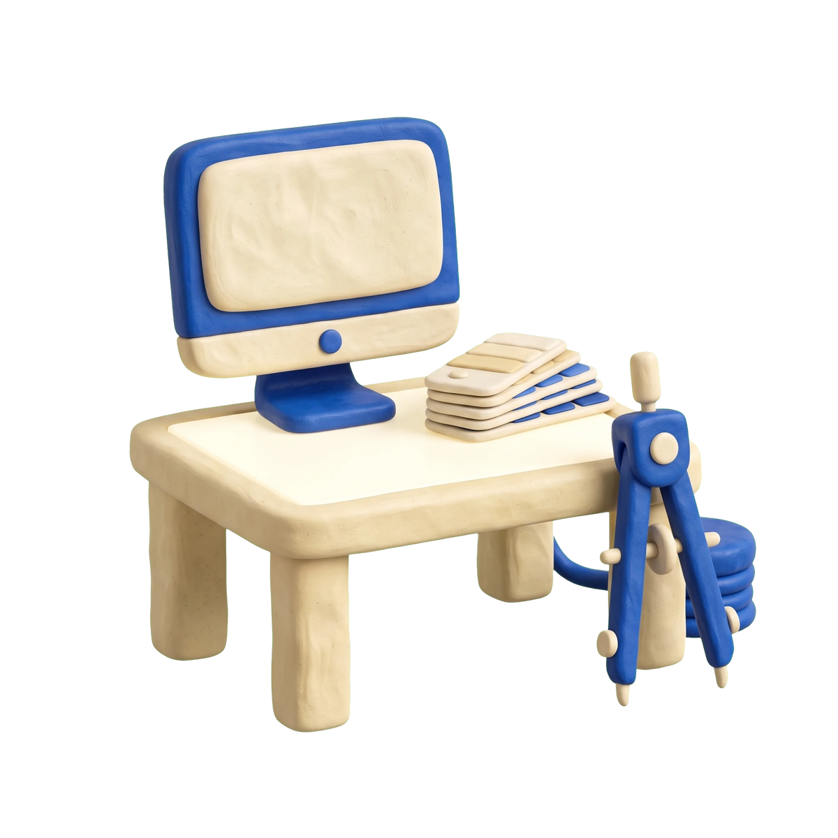 Branding agency illustration in blue and ivory clay
