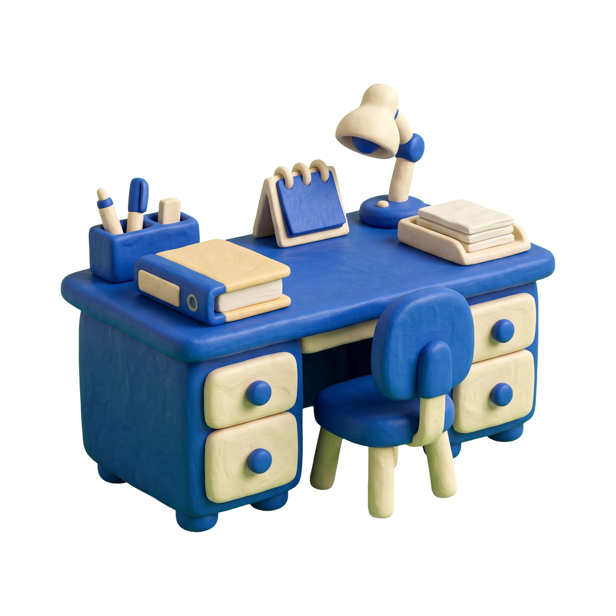 Business administration service illustration in blue and ivory clay
