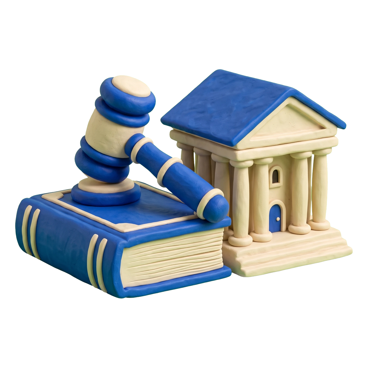 Business attorney illustration in blue and ivory clay