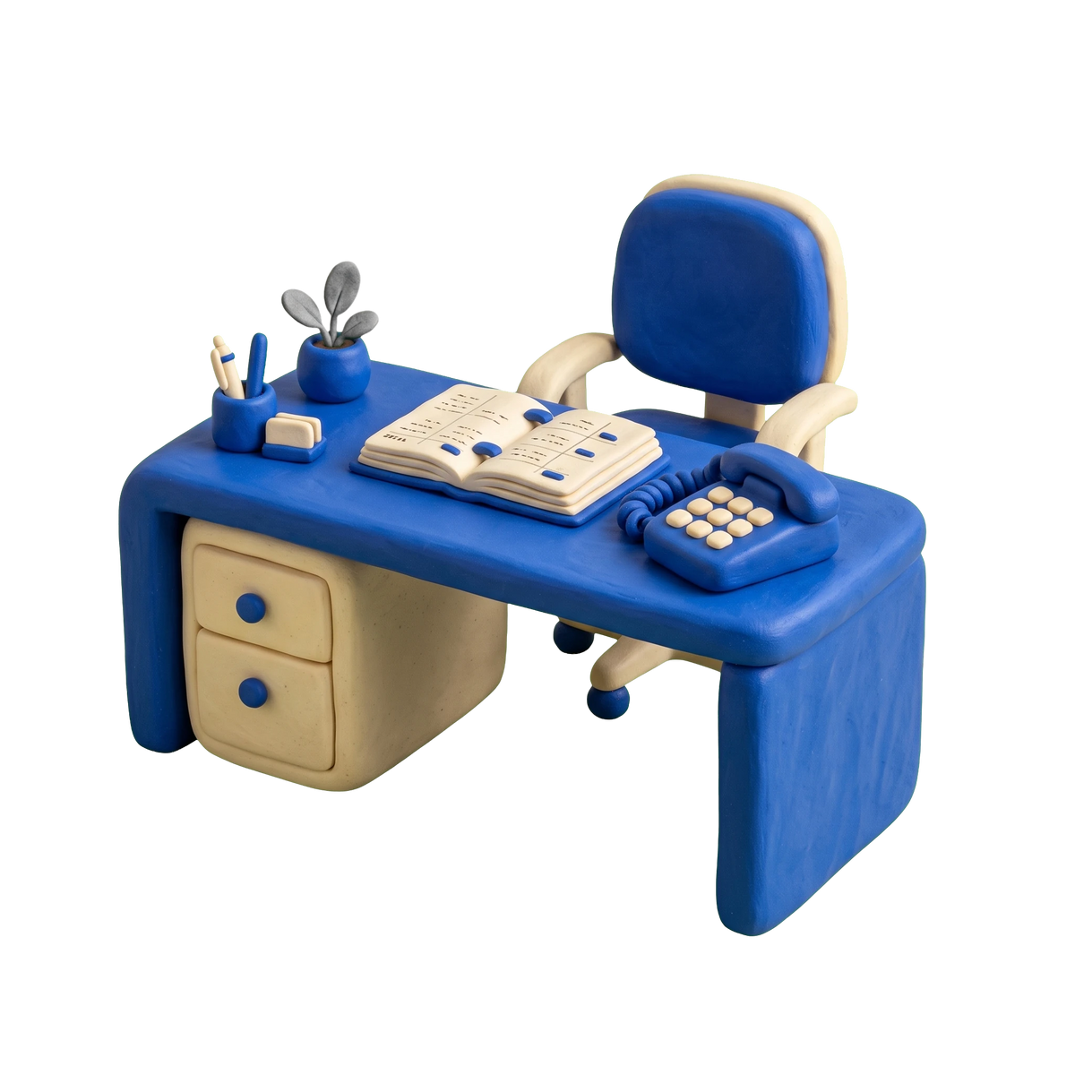 Business development service illustration in blue and ivory clay