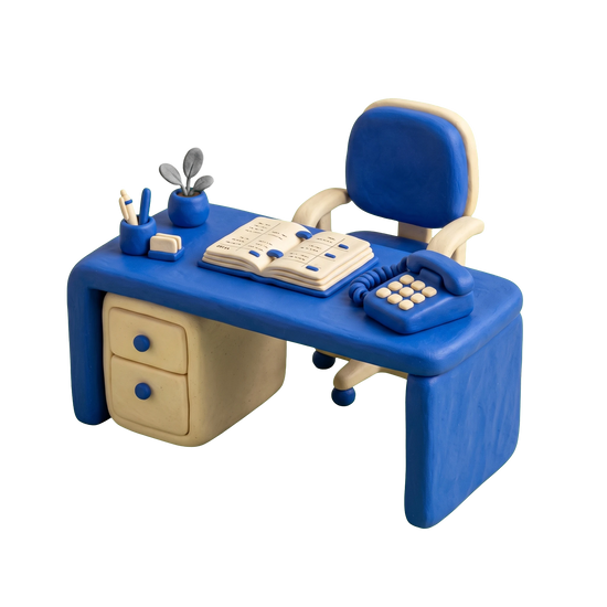 Business development service illustration in blue and ivory clay