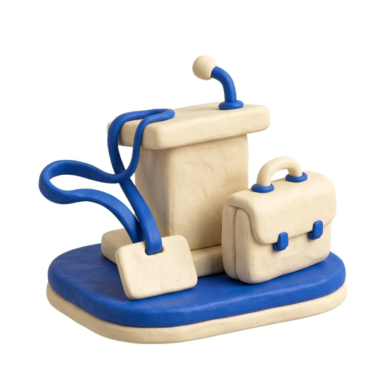 Business networking company illustration in blue and ivory clay