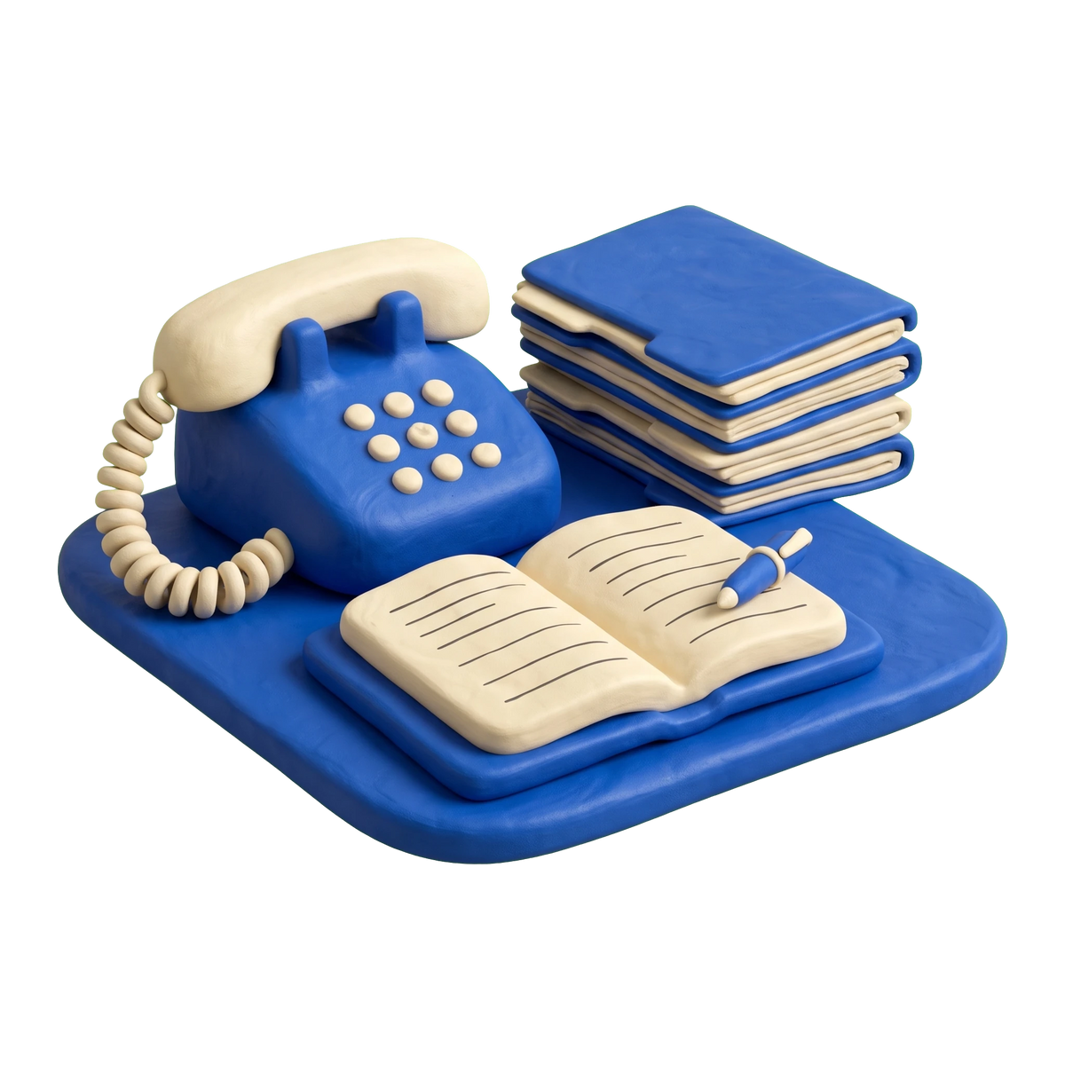 Business to business service illustration in blue and ivory clay