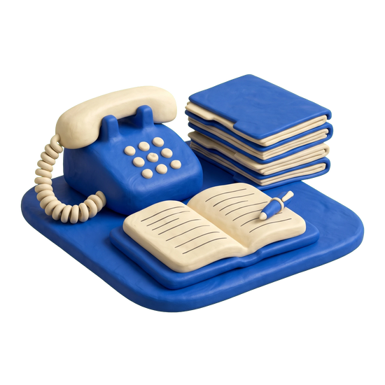 Business to business service illustration in blue and ivory clay