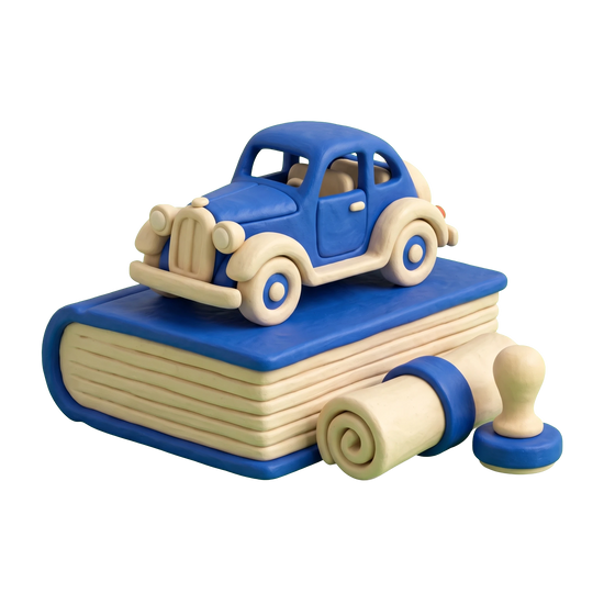 Car finance and loan company illustration in blue and ivory clay